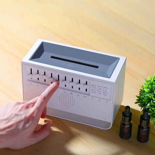 White Noise Sleep Sound Machine Flame Air Diffuser Humidifier with BT Speaker & Night Light for Adults Sleeping Meditation